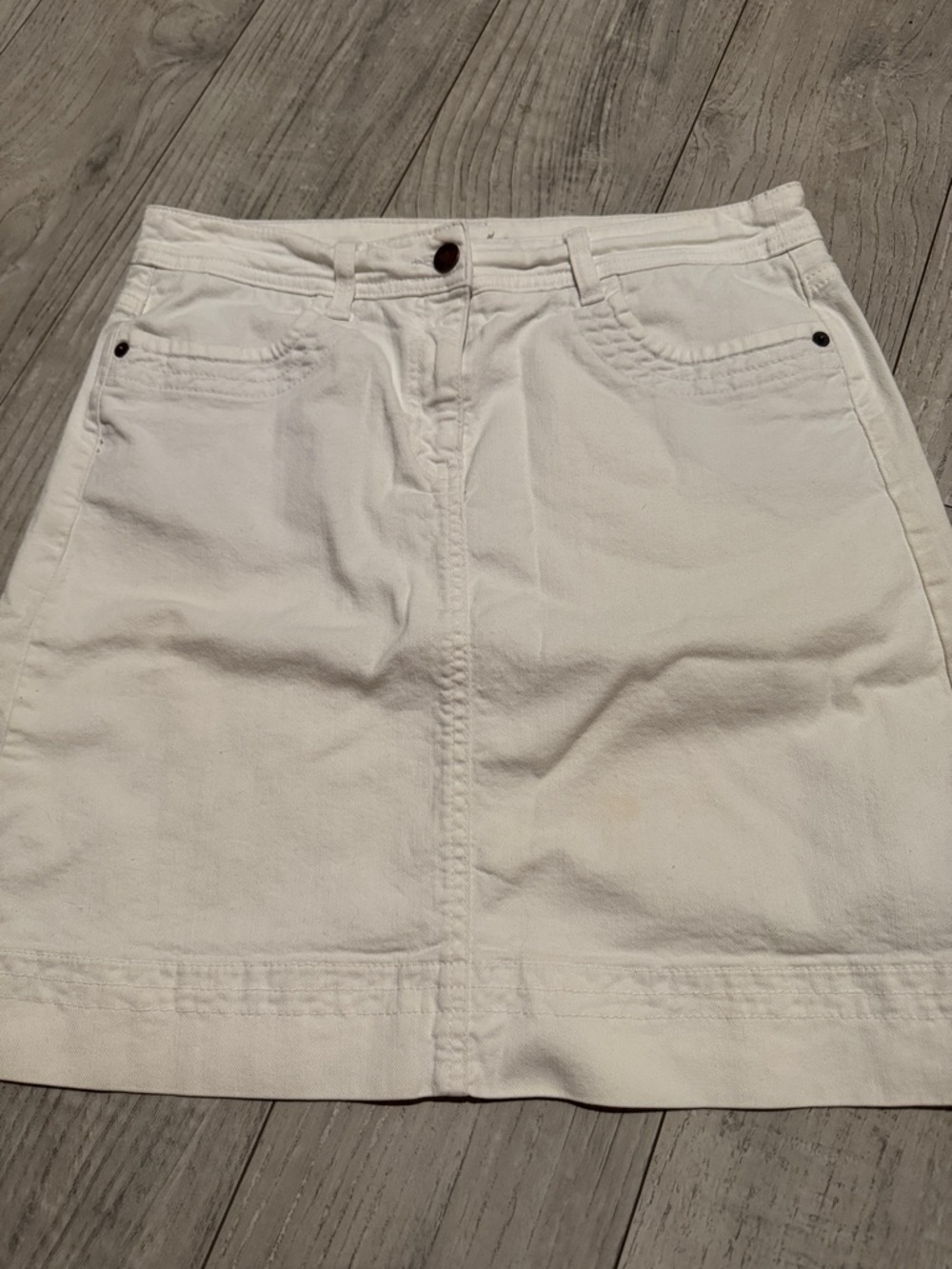 Boden White Mini A-Line Denim Skirt